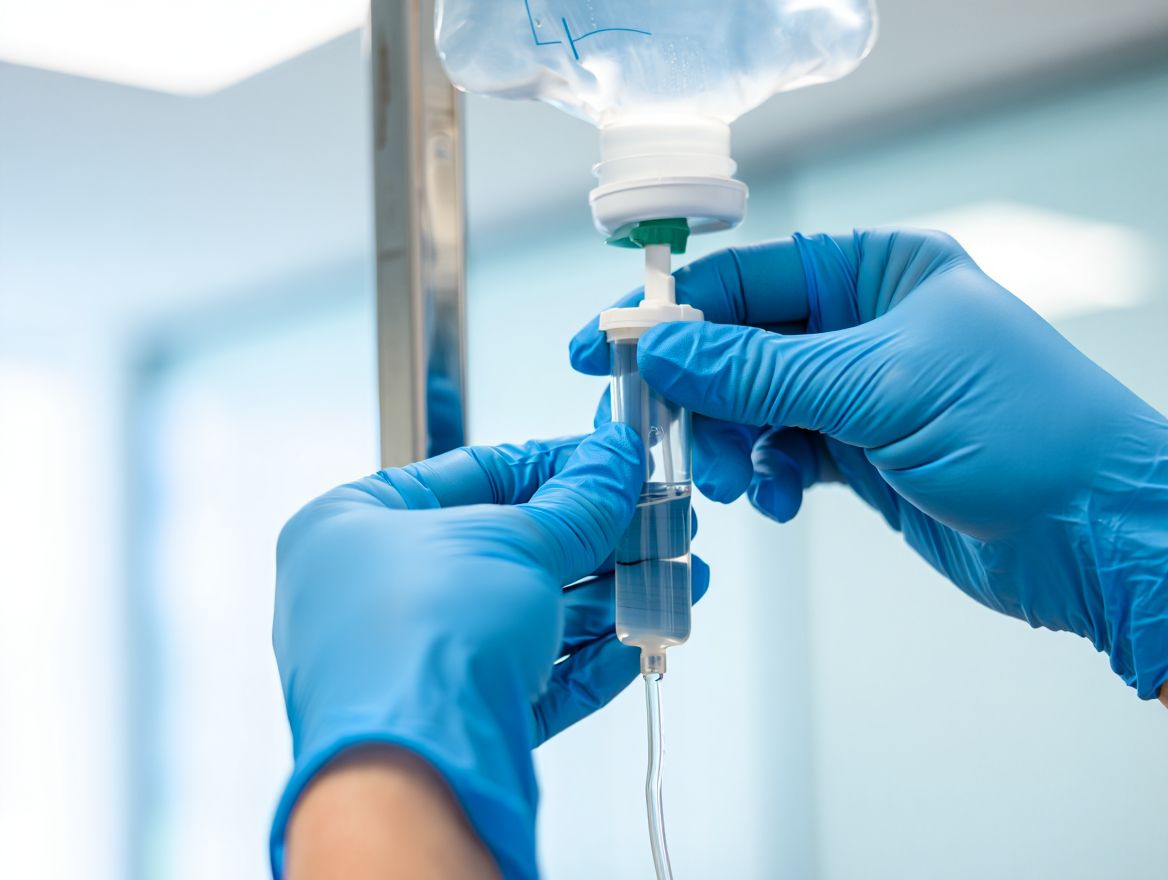 медсестра устанавливает капельницу